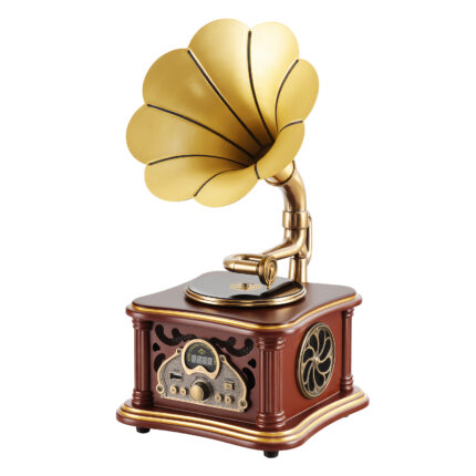 AUEAR, Classical Gramophone Music Box Clockwork Brown for Home Table Desk Decorations