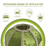 Lampshade with tassels, Victorian lampshade, golden 25cm velvet top replacement lamp, bell-shaped scallop lampshade (olive green) - 图片 2