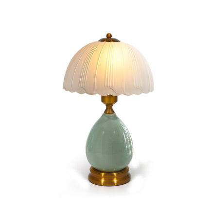 Vintage Lamp for Living Room,16" Modern Ceramic Table Lamps for Bedroom,Retro Bedside Nightstand Traditional Lamps,Classic Chinoiserie Green Lamp for Home Decor