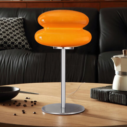 Bedroom Mushroom lamp, Medieval Modern Bedside Table lamp, dimmable Retro Egg Tart Headlight, Unique Home Mushroom Decoration Aesthetic Lovely Living Room Desk lamp (Orange)