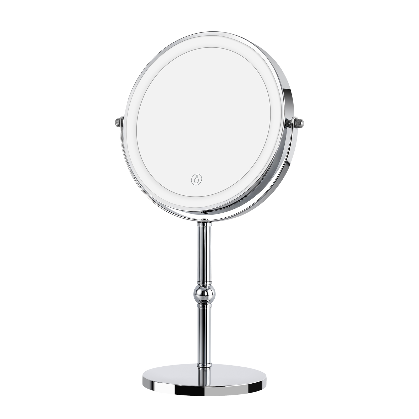 1 LED Lighted Makeup Mirror with 3 Color Modes, Double Sided 1x/10x Magnification, Rechargeable Vanity Mirror, 360° Rotation, Chrome Stand, Stepless Brightness Control - 图片 1