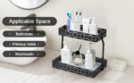 Bathroom Countertop Organizer, 2 Tier Wood Bead Vanity Organizer Tray for Bathroom Cosmetic Skincare Perfume Kitchen Coffee Station Organization(Black,Classic) - 图片 9