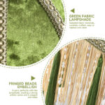 Lampshade with tassels, Victorian lampshade, golden 25cm velvet top replacement lamp, bell-shaped scallop lampshade (olive green) - 图片 3