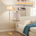 60" Gold Floor Lamp, Standing Lamp for Living Room, Bedroom, Office & Dining Room - Tall Corner Floor Lamps with Pull Chain Switch, Soft Lighting Farmhouse Design - Modern Floor Lamp (Bulb Included) - 图片 3