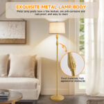 60" Gold Floor Lamp, Standing Lamp for Living Room, Bedroom, Office & Dining Room - Tall Corner Floor Lamps with Pull Chain Switch, Soft Lighting Farmhouse Design - Modern Floor Lamp (Bulb Included) - 图片 4