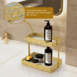 Electric Toothbrush Holder for Bathroom Countertop 5 Metal Slots Toothpaste Razor Mouthwash Organizer, Gold - 图片 5