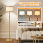 60" Gold Floor Lamp, Standing Lamp for Living Room, Bedroom, Office & Dining Room - Tall Corner Floor Lamps with Pull Chain Switch, Soft Lighting Farmhouse Design - Modern Floor Lamp (Bulb Included) - 图片 10