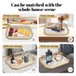 Durable Decorative Organizer for Dresser, Bedroom, Bathroom Countertops - Spacious with Handle in Your Desk Space，11.31x7.02x2 Inches, Scratch-Resistant - Gold Small (Large) - 图片 5