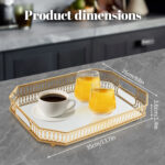 Durable Decorative Organizer for Dresser, Bedroom, Bathroom Countertops - Spacious with Handle in Your Desk Space，11.31x7.02x2 Inches, Scratch-Resistant - Gold Small (Large) - 图片 4