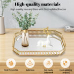 Durable Decorative Organizer for Dresser, Bedroom, Bathroom Countertops - Spacious with Handle in Your Desk Space，11.31x7.02x2 Inches, Scratch-Resistant - Gold Small (Large) - 图片 3